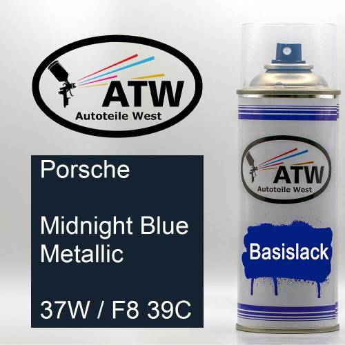 Porsche, Midnight Blue Metallic, 37W / F8 39C: 400ml Sprühdose, von ATW Autoteile West.